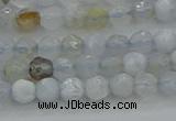 CBC461 15.5 inches 4mm faceted round blue chalcedony gemstone beads