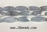 CBC783 15.5 inches 18*45mm rice blue chalcedony beads