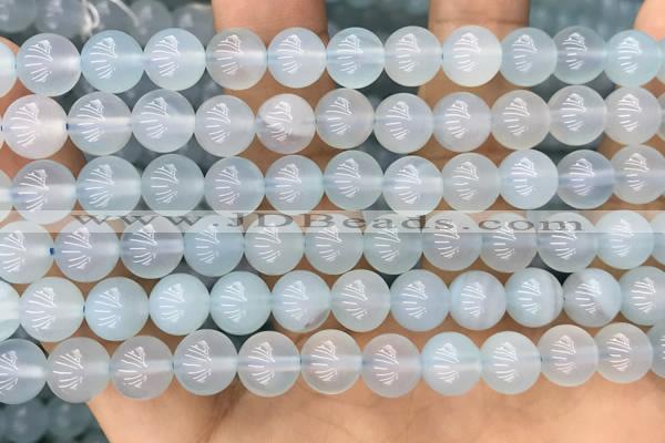 CBC810 15.5 inches 8mm round blue chalcedony gemstone beads