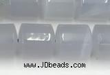 CBC825 15.5 inches 10*11mm tube blue chalcedony gemstone beads