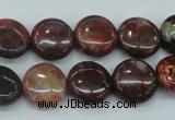 CBD05 15.5 inches 15mm flat round brecciated jasper gemstone beads