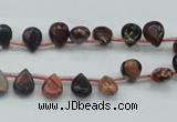 CBD15 6*8mm top-drilled teardrop brecciated jasper gemstone beads