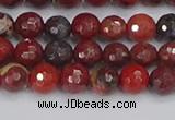 CBD376 15.5 inches 6mm faceted round poppy jasper beads