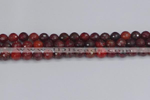 CBD379 15.5 inches 12mm faceted round poppy jasper beads