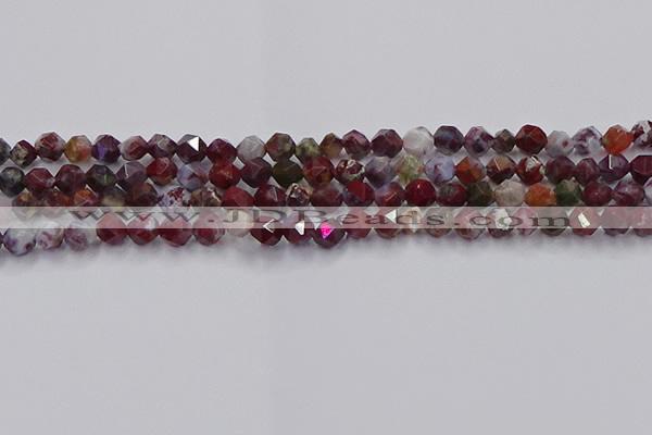 CBD383 15.5 inches 6mm faceted nuggets brecciated jasper beads