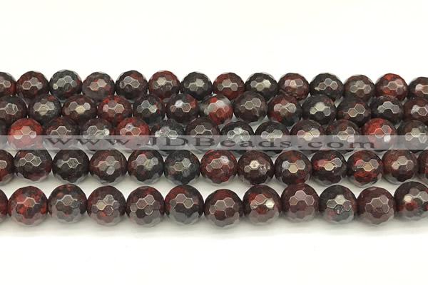 CBD393 15 inches 12mm faceted round brecciated jasper beads