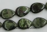 CBG09 15.5 inches 13*18mm flat teardrop bronze green gemstone beads