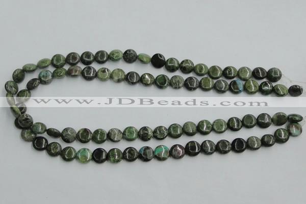 CBG12 15.5 inches 8mm flat round bronze green gemstone beads