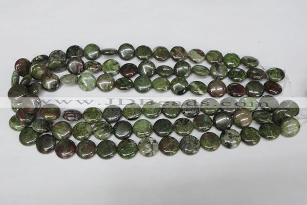 CBG36 15.5 inches 16mm flat round bronze green gemstone beads