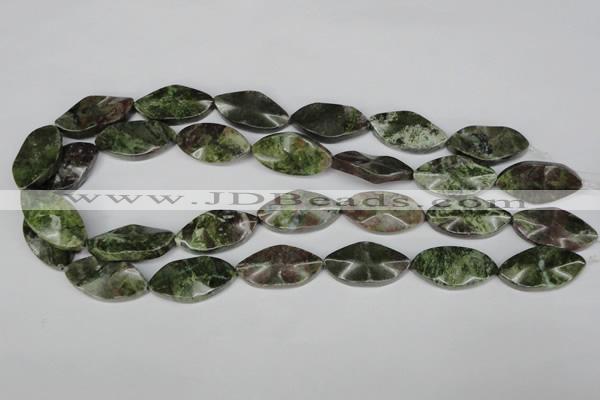 CBG71 15.5 inches 15*30mm wavy marquise bronze green gemstone beads