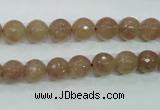 CBQ212 15.5 inches 8mm faceted round strawberry quartz beads