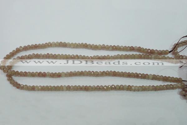 CBQ222 15.5 inches 4*6mm faceted rondelle strawberry quartz beads