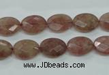 CBQ252 15.5 inches 10*14mm faceted oval strawberry quartz beads