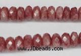 CBQ265 15.5 inches 5*10mm faceted rondelle strawberry quartz beads