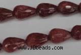 CBQ268 15.5 inches 10*15mm faceted teardrop strawberry quartz beads