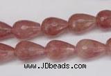 CBQ269 15.5 inches 10*15mm faceted teardrop strawberry quartz beads