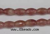 CBQ270 15.5 inches 8*12mm faceted rice strawberry quartz beads