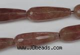 CBQ275 15.5 inches 10*30mm faceted teardrop strawberry quartz beads