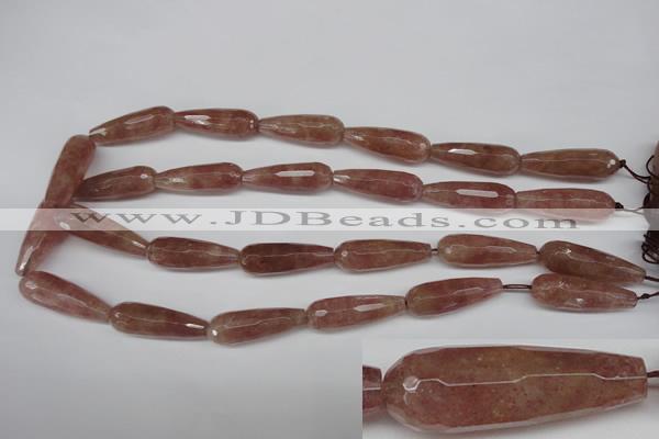 CBQ275 15.5 inches 10*30mm faceted teardrop strawberry quartz beads