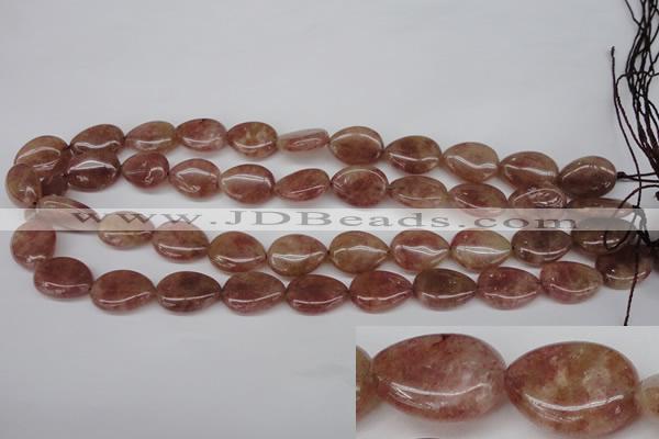 CBQ283 15.5 inches 13*18mm flat teardrop strawberry quartz beads