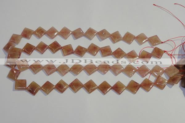 CBQ32 15.5 inches 12*12mm diamond strawberry quartz beads wholesale