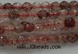 CBQ320 15.5 inches 4mm faceted round strawberry quartz beads