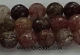 CBQ322 15.5 inches 8mm faceted round strawberry quartz beads