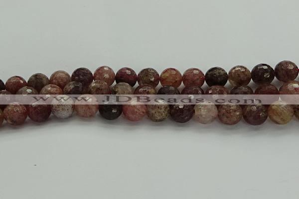 CBQ324 15.5 inches 12mm faceted round strawberry quartz beads