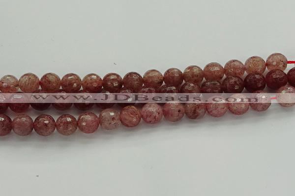 CBQ333 15.5 inches 10mm faceted round strawberry quartz beads