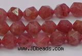 CBQ431 15.5 inches 6mm faceted nuggets strawberry quartz beads