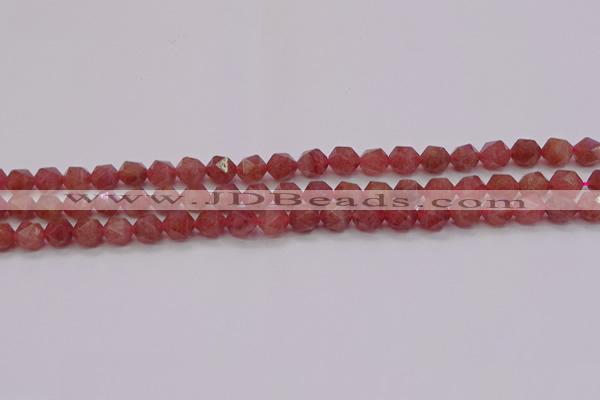 CBQ431 15.5 inches 6mm faceted nuggets strawberry quartz beads