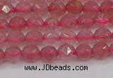 CBQ436 15.5 inches 6mm faceted nuggets strawberry quartz beads