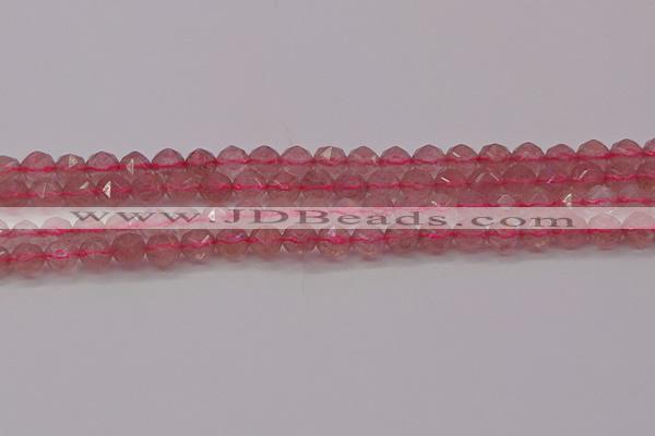 CBQ437 15.5 inches 8mm faceted nuggets strawberry quartz beads