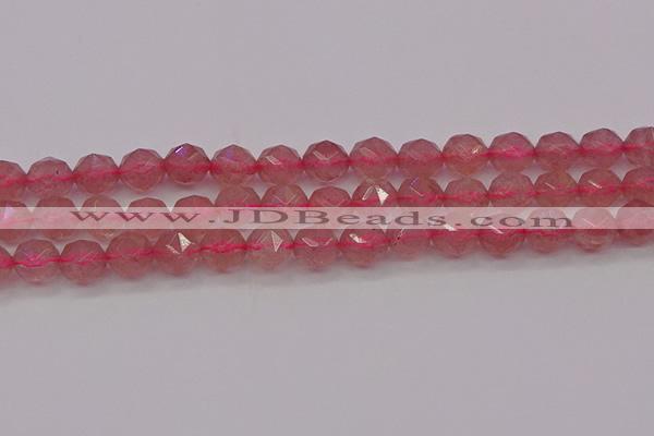 CBQ439 15.5 inches 12mm faceted nuggets strawberry quartz beads