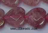 CBQ472 15.5 inches 18mm faceted heart strawberry quartz beads