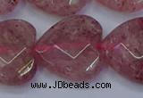 CBQ473 15.5 inches 20mm faceted heart strawberry quartz beads