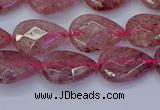 CBQ476 15.5 inches 10*14mm faceted flat teardrop strawberry quartz beads