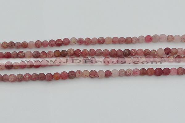 CBQ660 15.5 inches 6mm round matte strawberry quartz beads