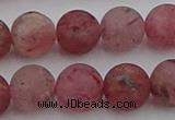 CBQ663 15.5 inches 12mm round matte strawberry quartz beads