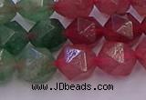 CBQ683 15.5 inches 10mm faceted nuggets mixed strawberry quartz beads