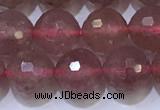 CBQ702 15.5 inches 8mmm faceted round strawberry quartz beads