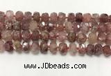 CBQ711 15.5 inches 6*10mm - 8*11mm faceted tyre strawberry quartz beads