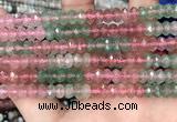 CBQ715 15.5 inches 4*6mm faceted rondelle mixed strawberry quartz beads