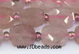 CBQ751 15.5 inches 8*10mm faceted oval strawberry quartz beads