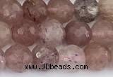 CBQ762 15 inches 7mm faceted round strawberry quartz beads