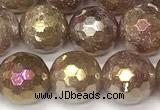 CBQ777 15 inches 10mm faceted round AB-color strawberry quartz beads