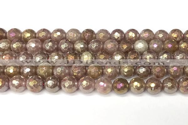 CBQ777 15 inches 10mm faceted round AB-color strawberry quartz beads