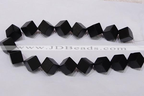 CBS25 15.5 inches 15*15mm cube black stone beads wholesale