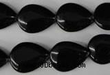 CBS265 15.5 inches 13*18mm flat teardrop blackstone beads wholesale