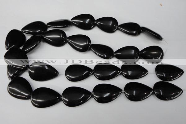 CBS268 15.5 inches 20*30mm flat teardrop blackstone beads wholesale